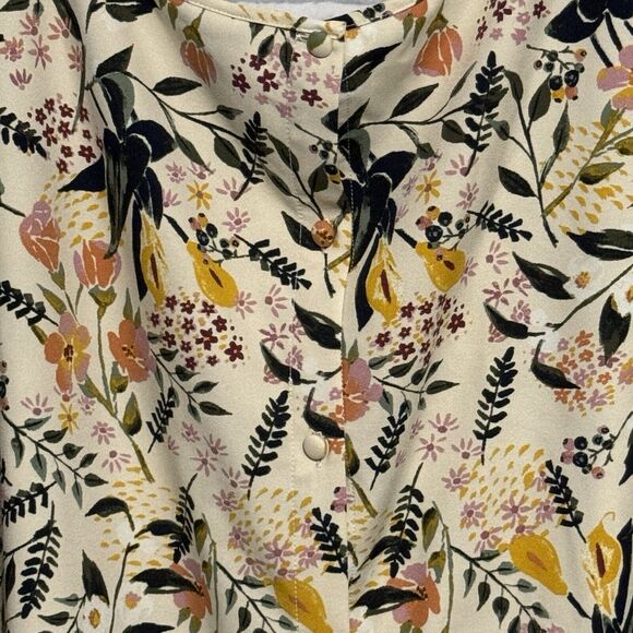 Ava & Viv Blouse Womens 3X Top Beige Green Gold Floral Button Back Autumn - Picture 8 of 14